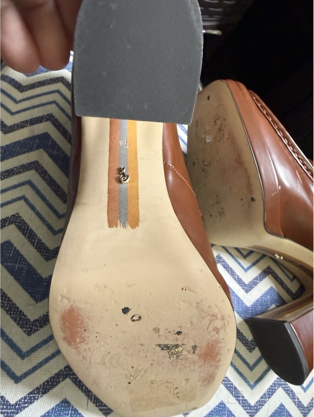 Sam Edelman Women’s Brown Leather Tassel Almond Toe Slip-On Pumps 9.5M - Picture 7 of 8